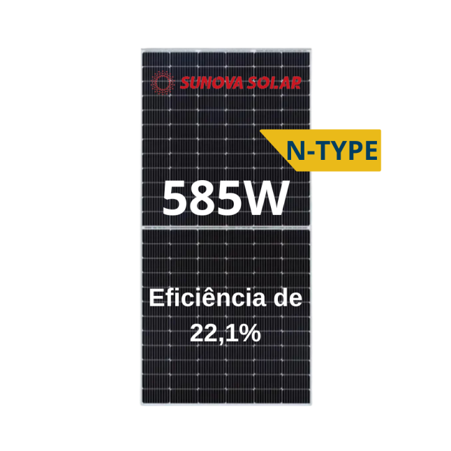 MÓDULO SUNOVA 585W N-TYPE - PREVISÃO 25/01